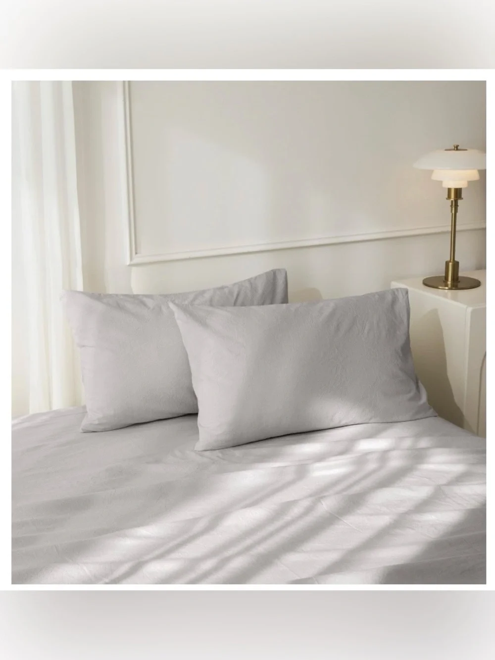 Pastel Gray Pillowcases with Envelope Closure 100% Washed Cotton QUEEN 20x30”